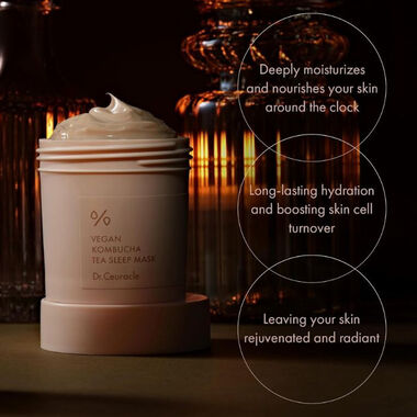Vegan Kombucha Tea Sleep Mask, Overnight Hydration and Skin Renewal faces vegan kombucha tea sleep mask overnight hydration and skin renewal