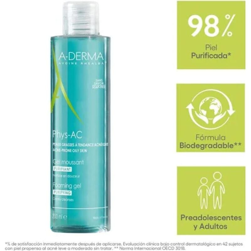 aderma physac purifying foaming gel