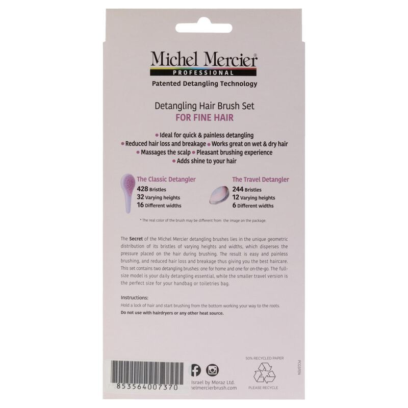 michel mercier home and travel detangler set fine hair