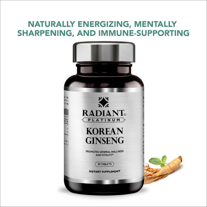 radiant platinum korean ginseng, energy booster, immune support & antioxidantrich herbal supplement