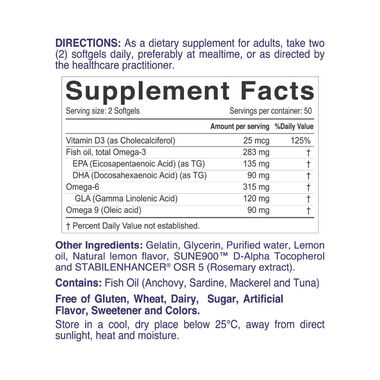 faces omega 3 6 9   vitamin d3 heart  joint  skin   hormone support  lemon flavor