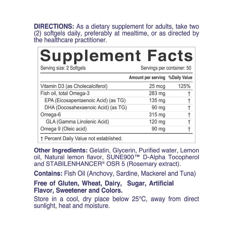nordic sunshine omega 369 + vitamin d3 heart, joint, skin & hormone support, lemon flavor