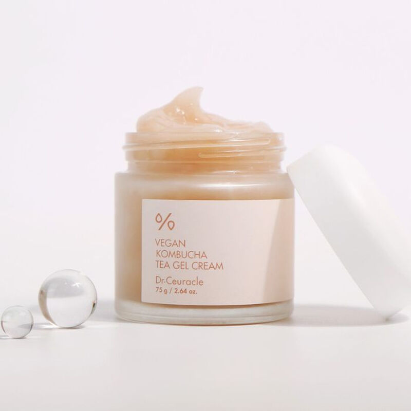 dr. ceuracle vegan kombucha tea gel cream, probiotic hydrating detox moisturizer