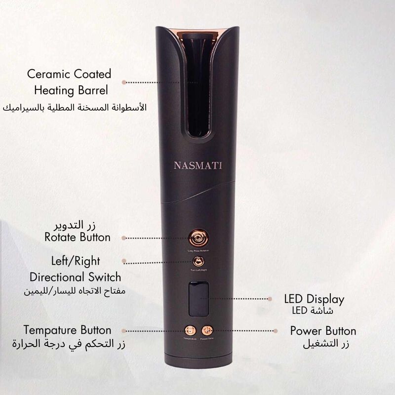 nasmati cordless hair curler pro