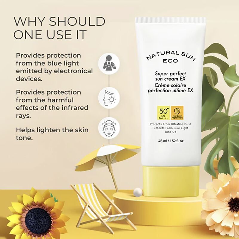 the face shop natural sun eco super perfect sun cream spf50+pa++++