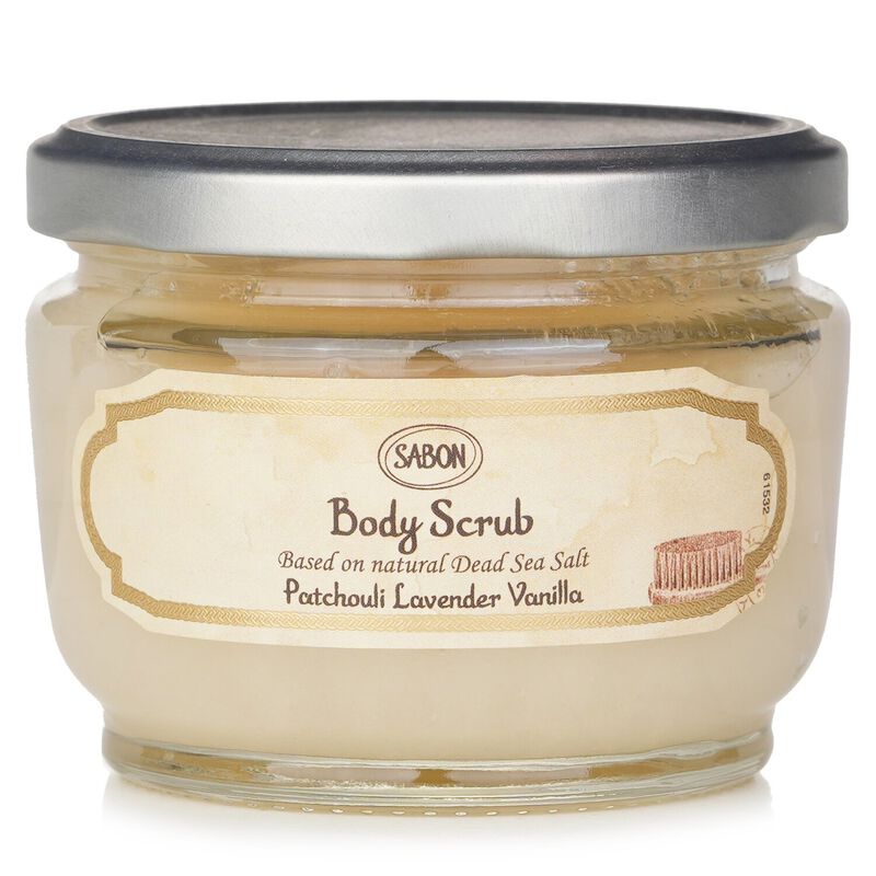sabon body scrub  patchouli lavender vanilla