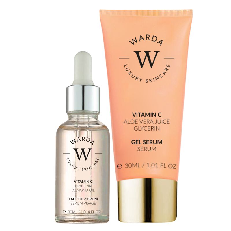 erthskin london vitamin c glow boost oilserum 30ml + skin glow boost vitamin c gel serum 30ml