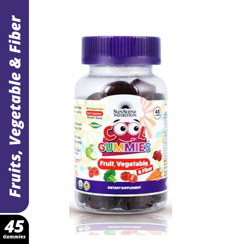 sunshine nutrition cool gummies fruit  vegetable & fiber 45's gummies