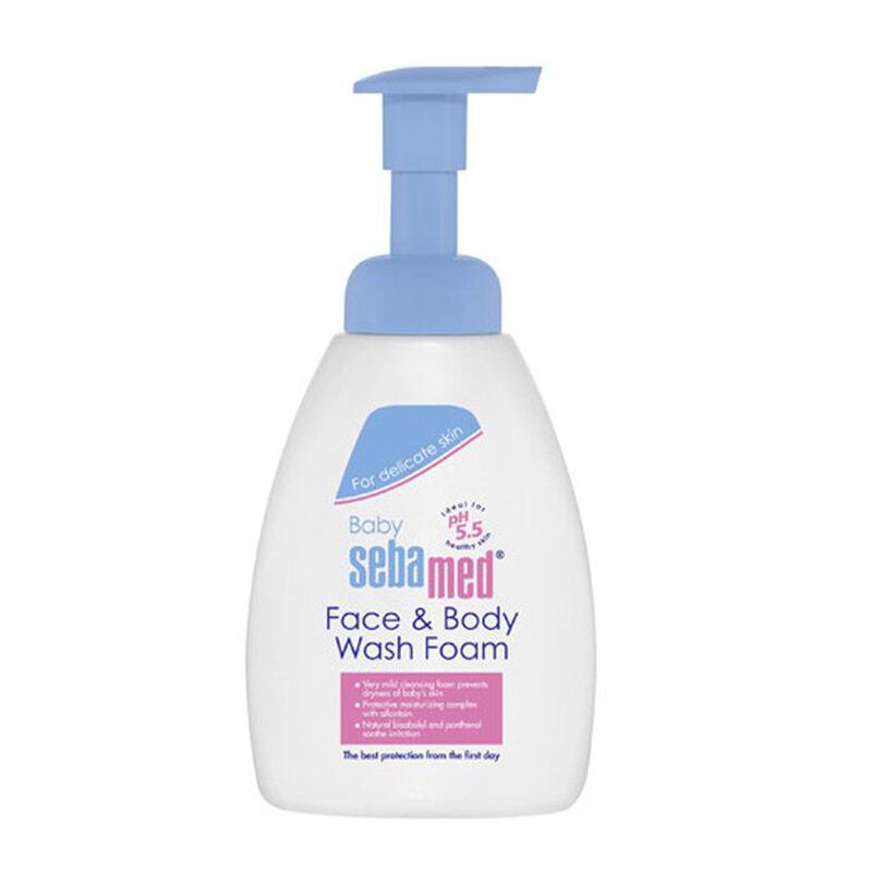 sebamed baby face & body wash foam