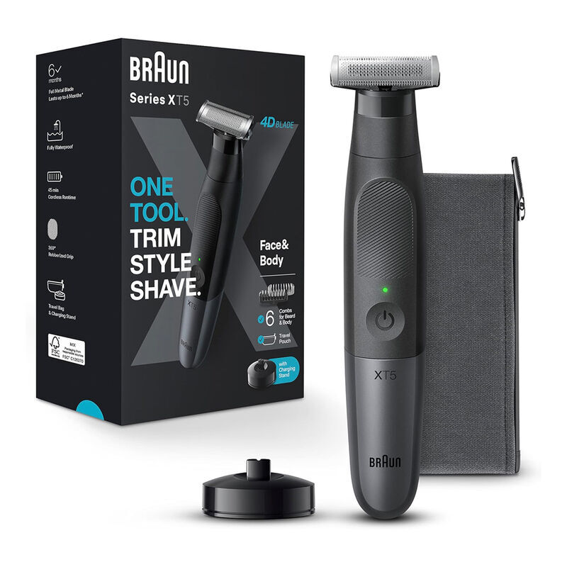 براون ماكينة تشذيب هجينة للوجه والجسم بشفرة مرنة