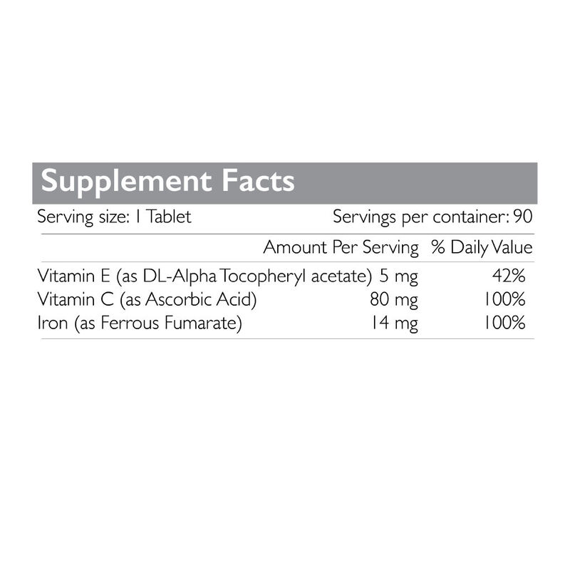 radiant platinum iron 14mg with vitamin c, supports red blood cell formation & enhances iron absorption