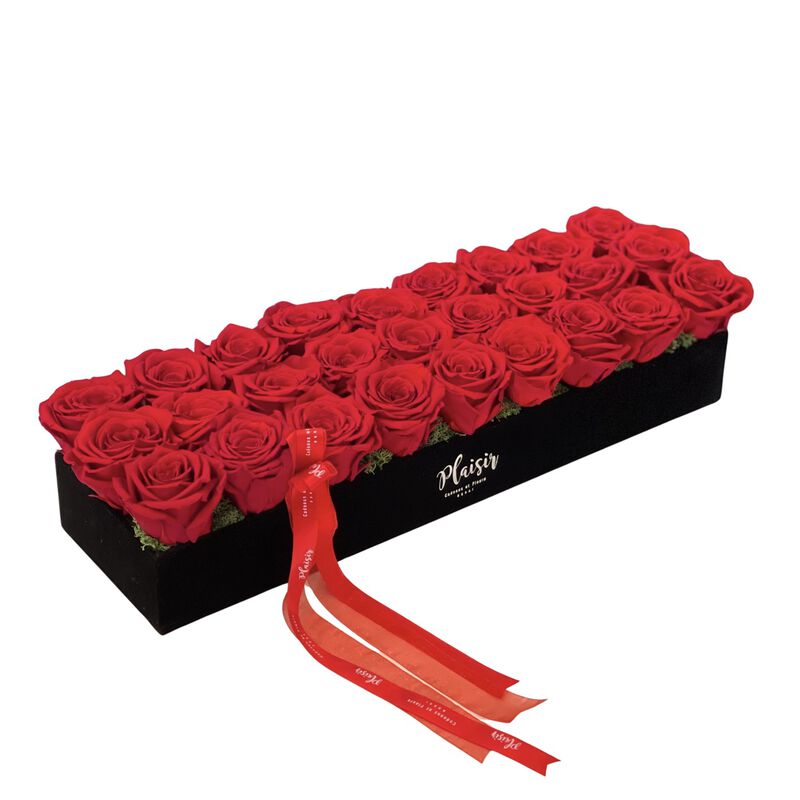 Luxury Black Velvet Tray With Red Roses