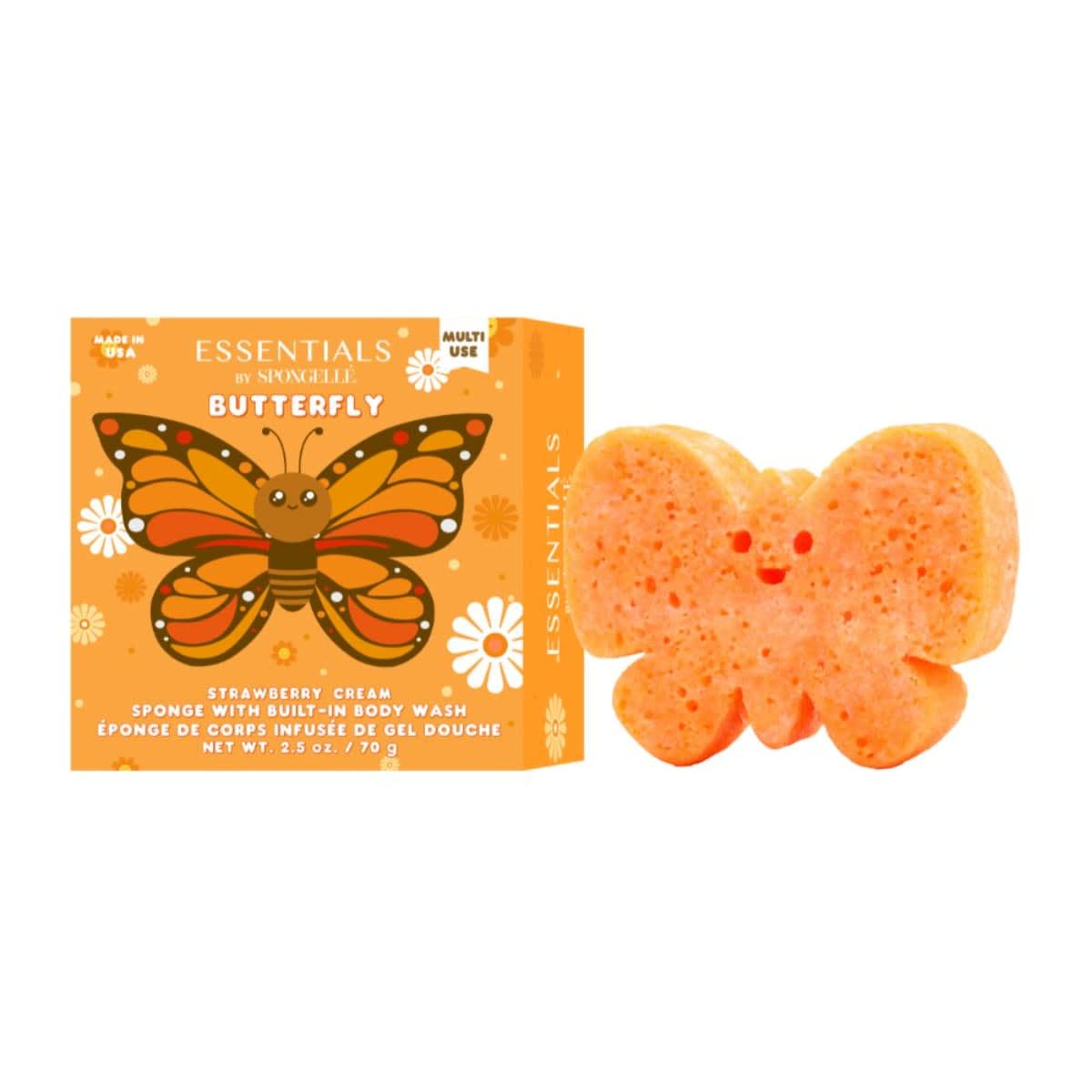 Essentials Strawberry Cream Butterfly Body Wash Infused Buffer (multi Use)
