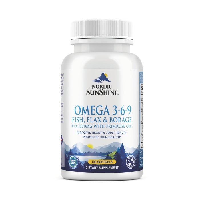 Fish Flax & Borage 3-6-9 With Primrose Oil, Omega Fatty Acids For Brain, Skin, Heart & Joint Health