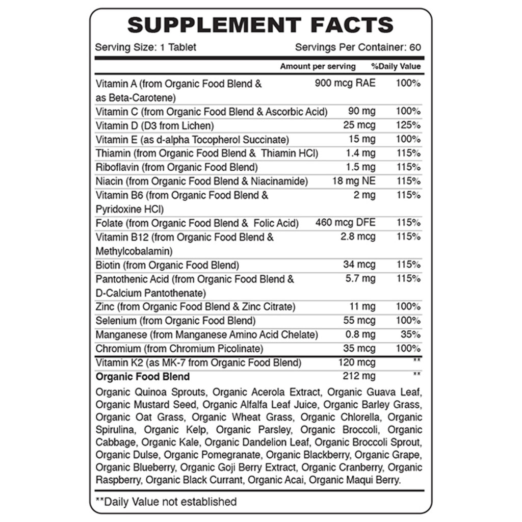 Menâ€™s Daily Multivitamin, Energy, Immunity, Bone And Heart Health With Superfoods