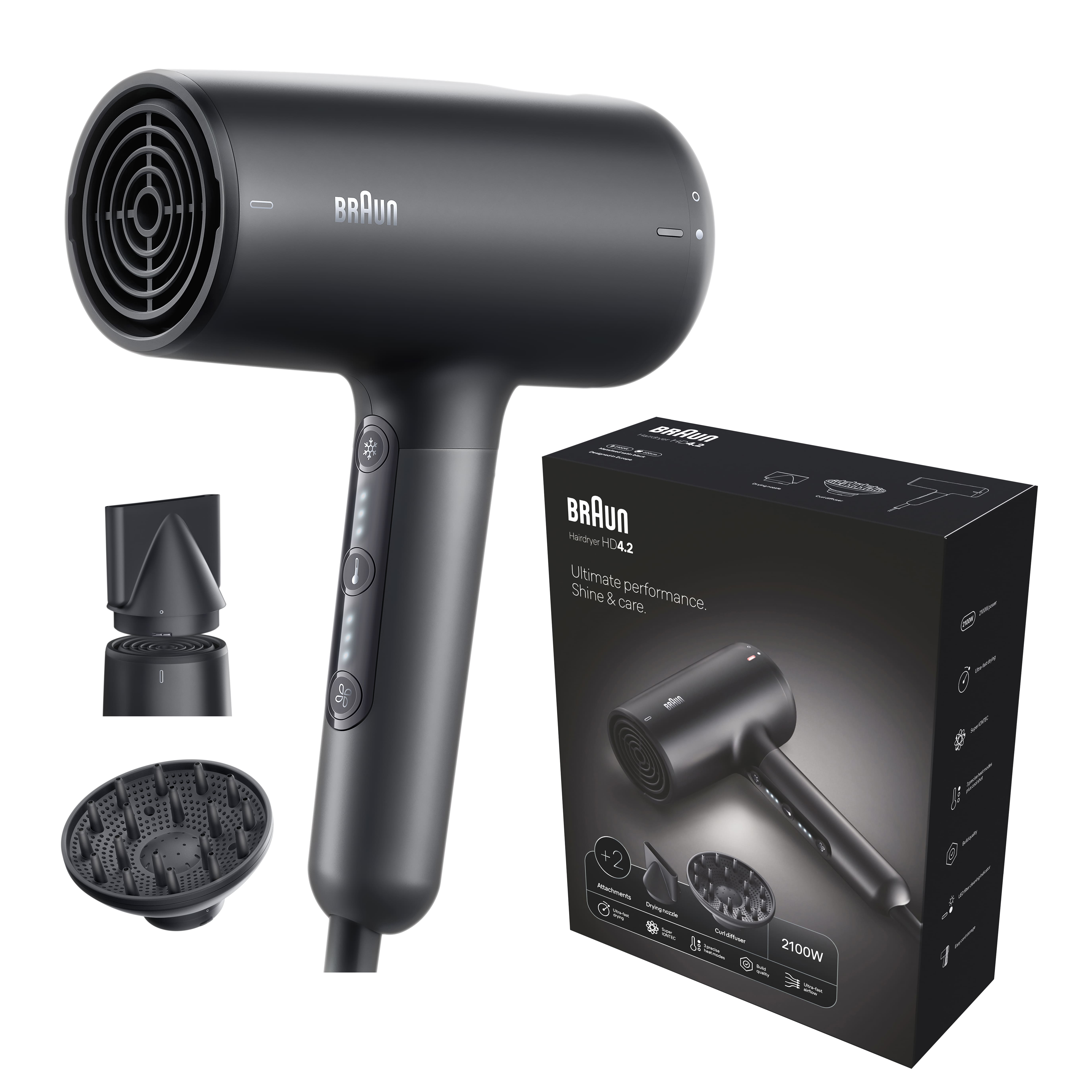 Braun Hairdryer Htdc Motor, 2100 W, +2 Attachments