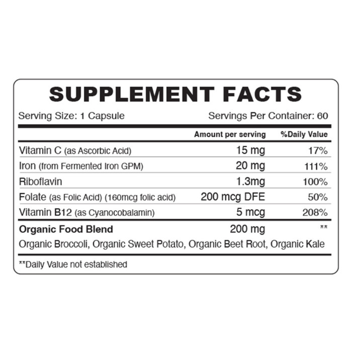 Gentle Iron Supplement With B12, Folate, And Vitamin C For Energy