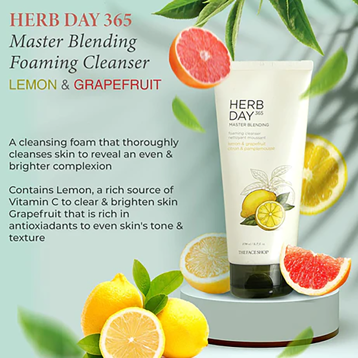 Herbday 365 Master Blending Facial Foaming Cleanser Lemon & Grape Fruit